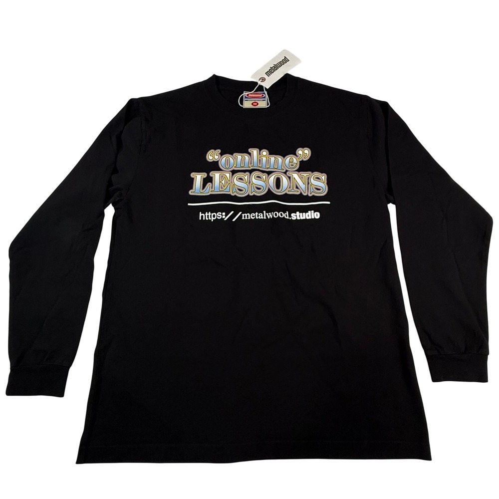 Metalwood Studio Online Lessons Long Sleeve Graphic Tee Black Mens Medium NEW